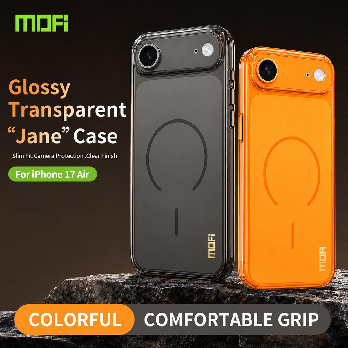 For iPhone Air MOFI Minimal Series Frosted Semi-Transparen TPU Phone Case with Lens Film - Black - SYA003426011A