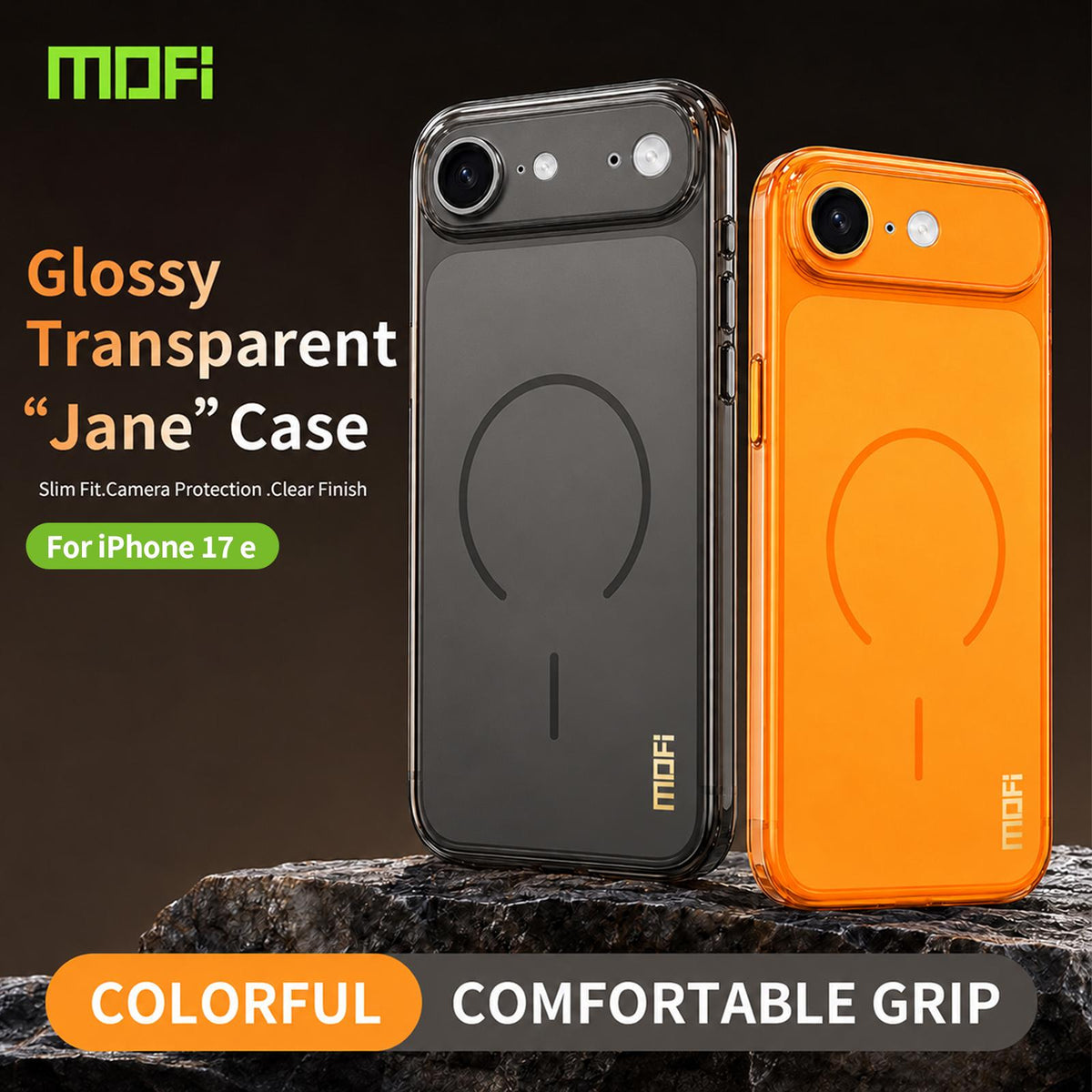 For iPhone 16e / 17e MOFI Minimal Series Frosted Semi-Transparen TPU Phone Case with Lens Film - Gray - SYA003426012C