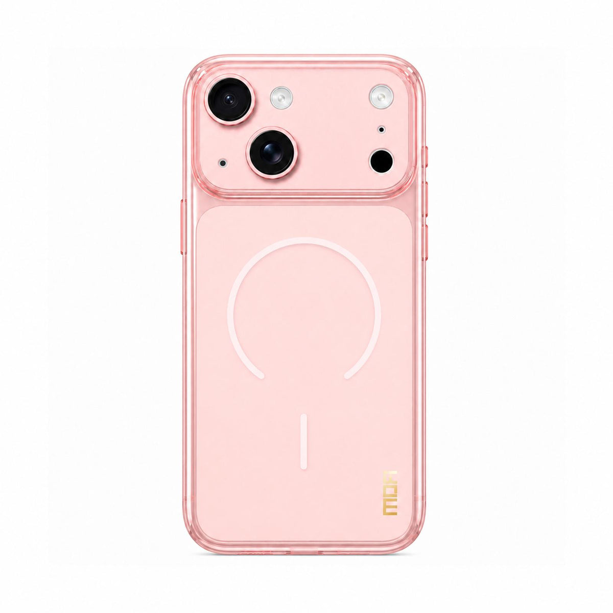For iPhone 15 MOFI Minimal Series Frosted Semi-Transparen TPU Phone Case with Lens Film - Pink - SYA003426014E