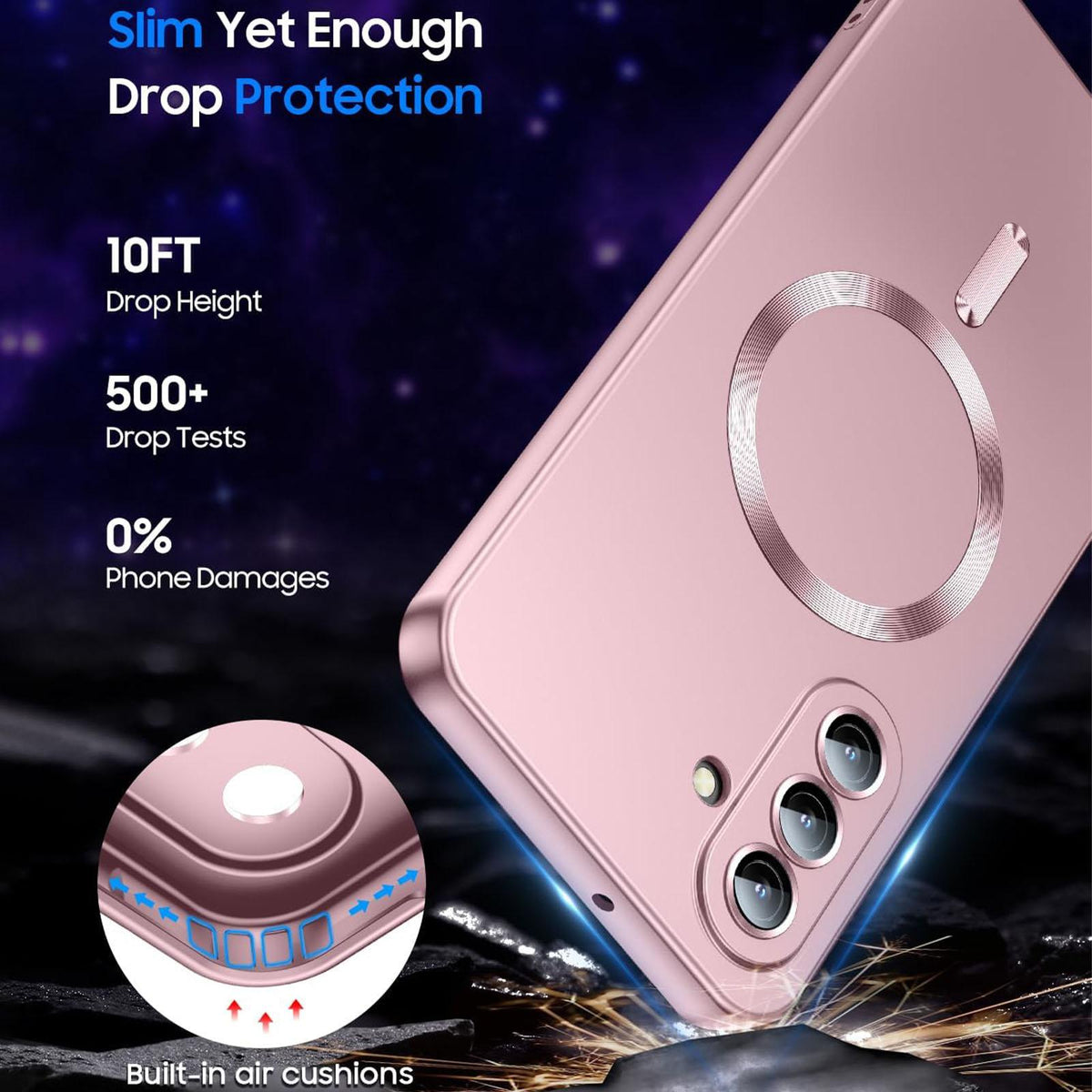 For Galaxy A56 5G Ultra thin Metallic TPU MagSafe Phone Case with Lens Film - Pink - SYA003492712A
