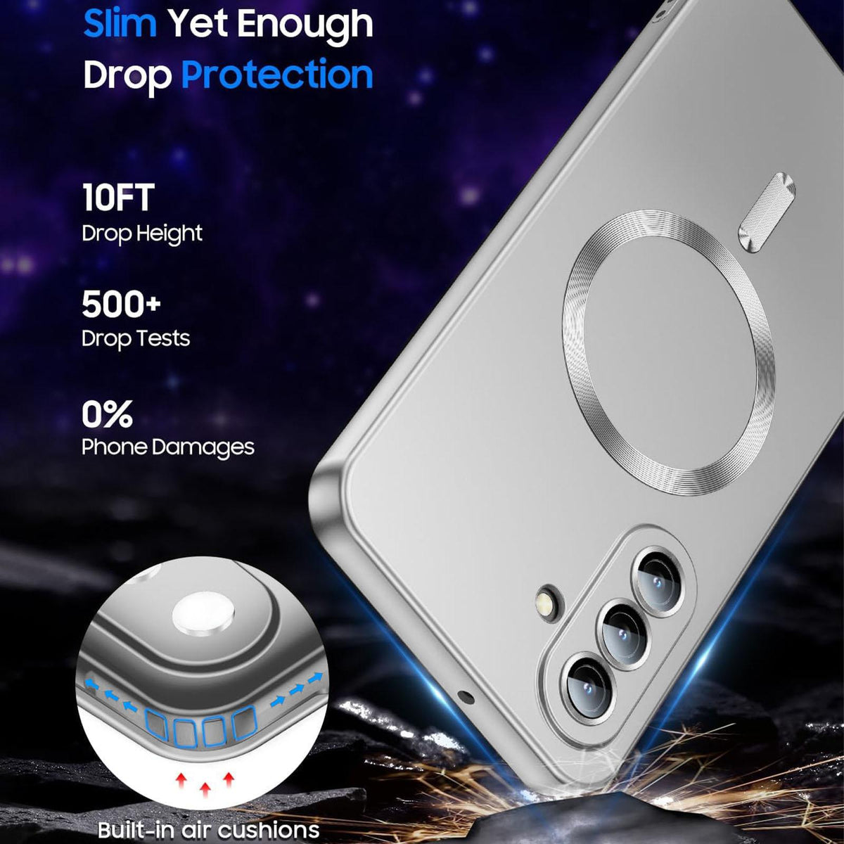For Galaxy A56 5G Ultra thin Metallic TPU MagSafe Phone Case with Lens Film - Silver - SYA003492712C