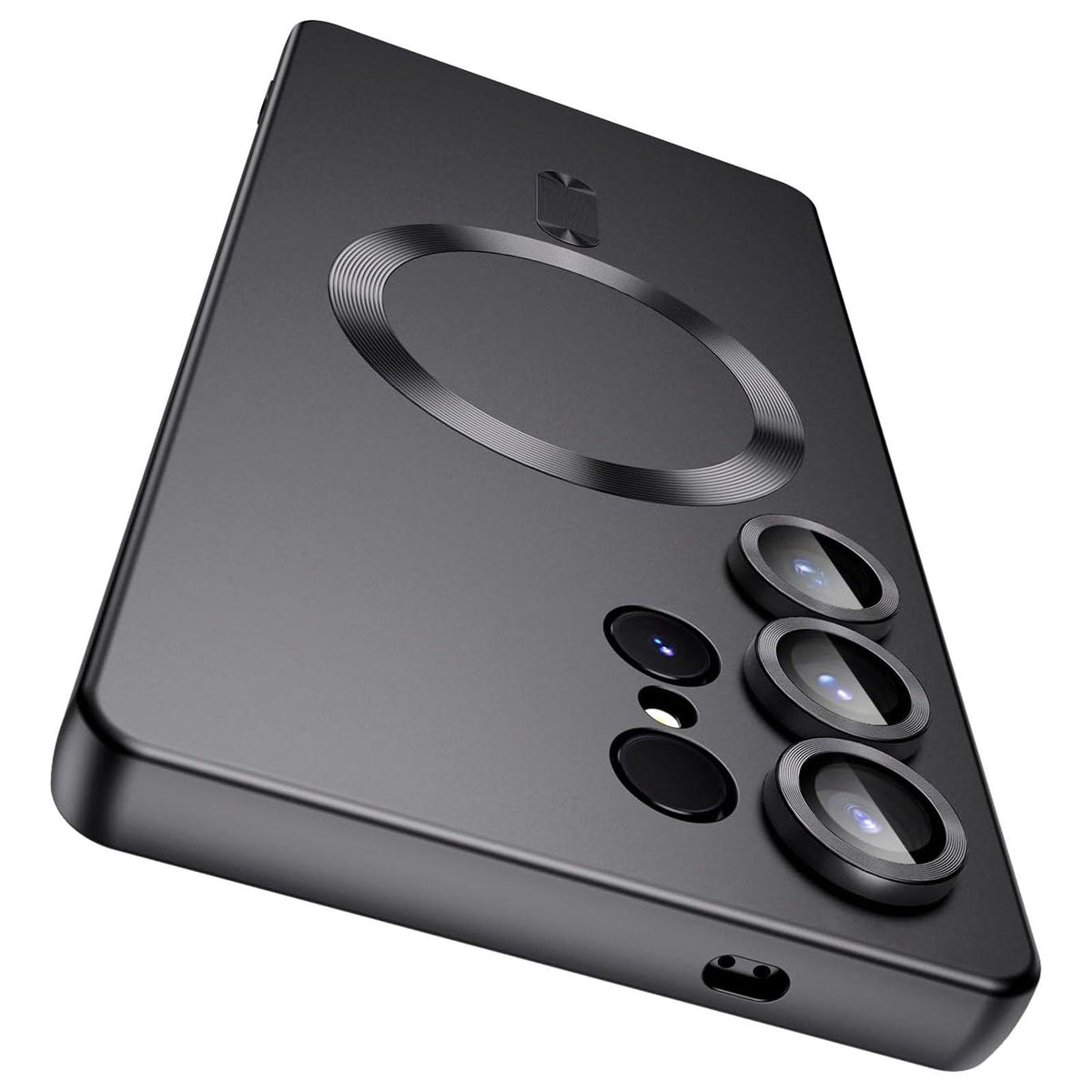 For Galaxy S25 Ultra 5G Ultra thin Metallic TPU MagSafe Phone Case with Lens Film - Black - SYA003492718B