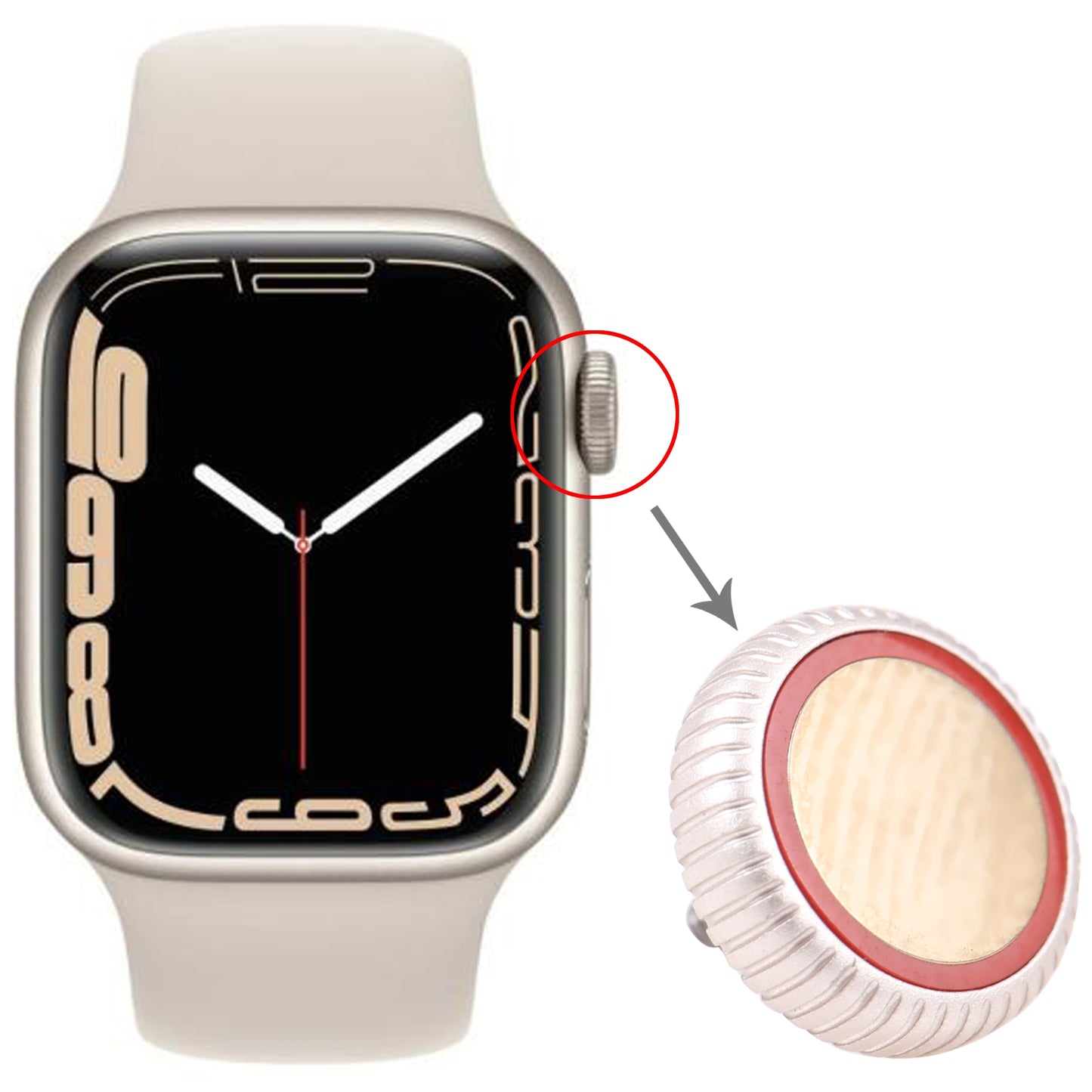 Watch Crown Nut Replacement For Apple Watch Series 7 (LTE) (Silver)