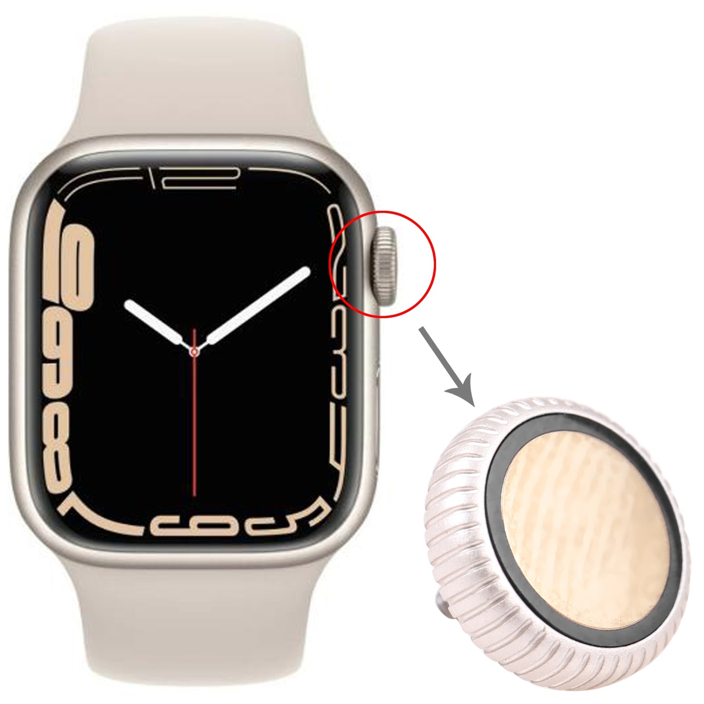 Watch Crown Nut Replacement For Apple Watch Series 7 (GPS) (Silver)
