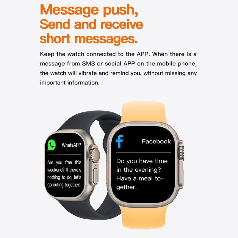 T800 Ultra 1.99 inch Ocean Silicone Band Smart Watch Support Heart Rate / ECG (Orange)