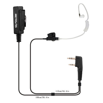 TK 2 Pin Long Clip Air Guide Covert Acoustic Tube Earpiece Speaker Microphone for H-777 / RT-5R / RT-5RV / RT-B6