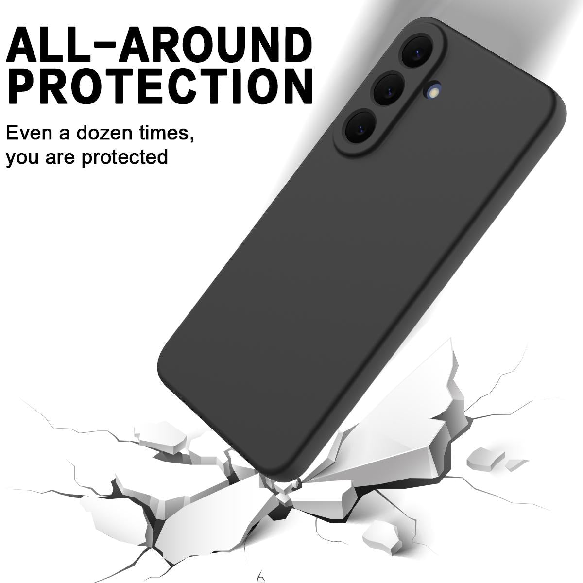 For Galaxy S26 FE 5G Solid Color Liquid Silicone Dropproof Full Coverage Phone Case - Black - EDA004179715B