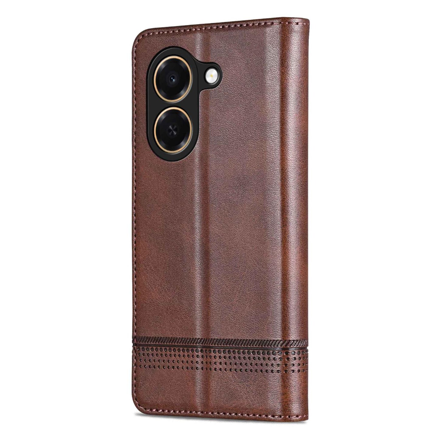For Honor Play 80 Plus 5G AZNS Magnetic Calf Texture Flip Leather Phone Case(Dark Brown)