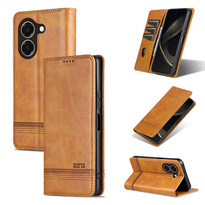 For Honor Play 80 Plus 5G AZNS Magnetic Calf Texture Flip Leather Phone Case(Light Brown)