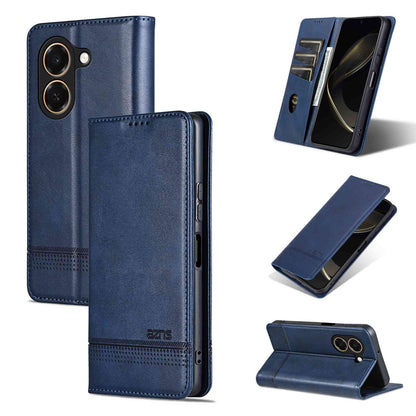 For Honor Play 80 Plus 5G AZNS Magnetic Calf Texture Flip Leather Phone Case(Dark Blue)