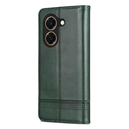 For Honor Play 80 Plus 5G AZNS Magnetic Calf Texture Flip Leather Phone Case(Dark Green)