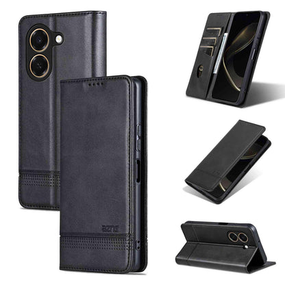 For Honor Play 80 Plus 5G AZNS Magnetic Calf Texture Flip Leather Phone Case(Black)