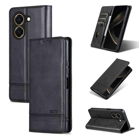 For Honor Play 80 Plus 5G AZNS Magnetic Calf Texture Flip Leather Phone Case(Black)