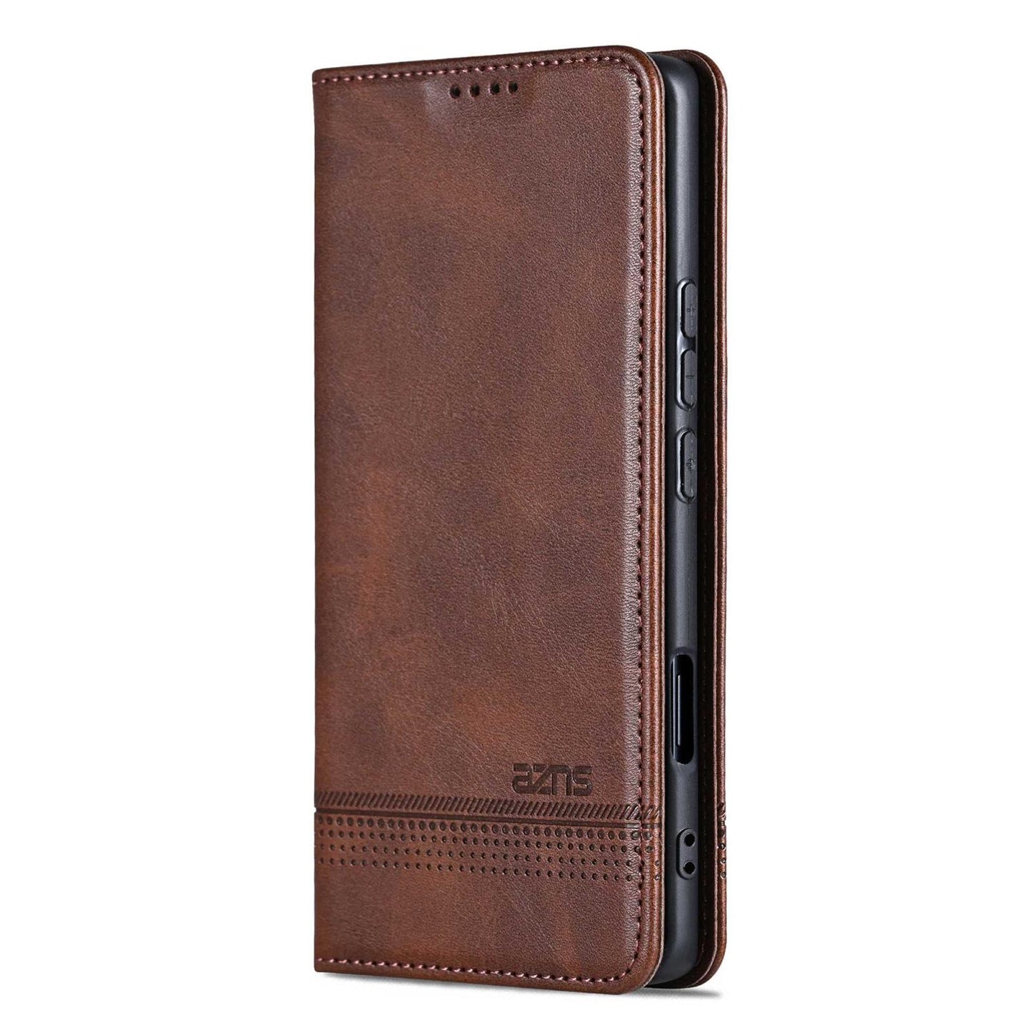 For Honor 600 Global AZNS Magnetic Calf Texture Flip Leather Phone Case(Dark Brown)