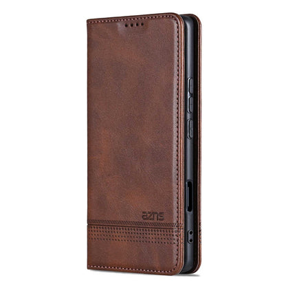 For Honor 600 Global AZNS Magnetic Calf Texture Flip Leather Phone Case(Dark Brown)