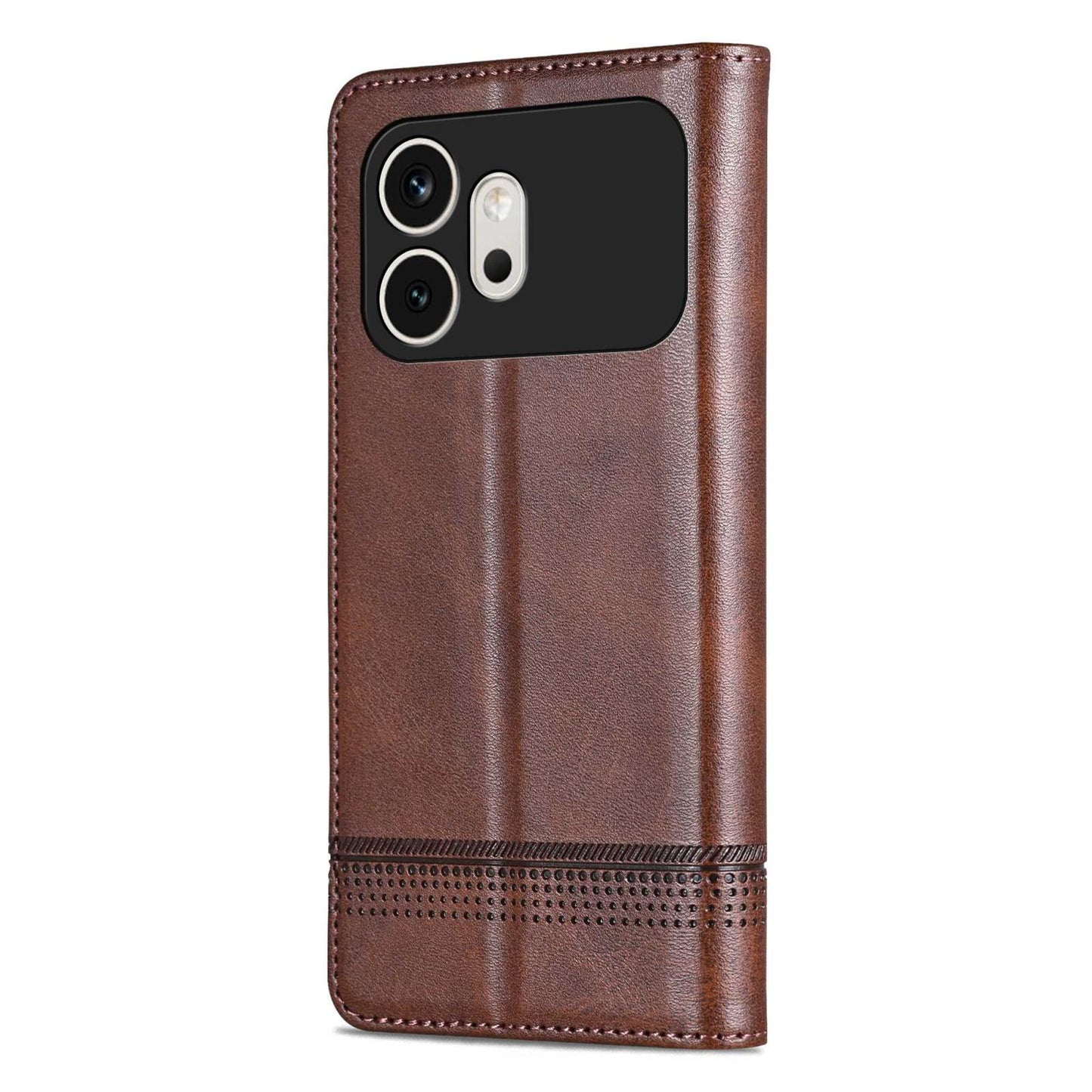 For Honor 600 Global AZNS Magnetic Calf Texture Flip Leather Phone Case(Dark Brown)