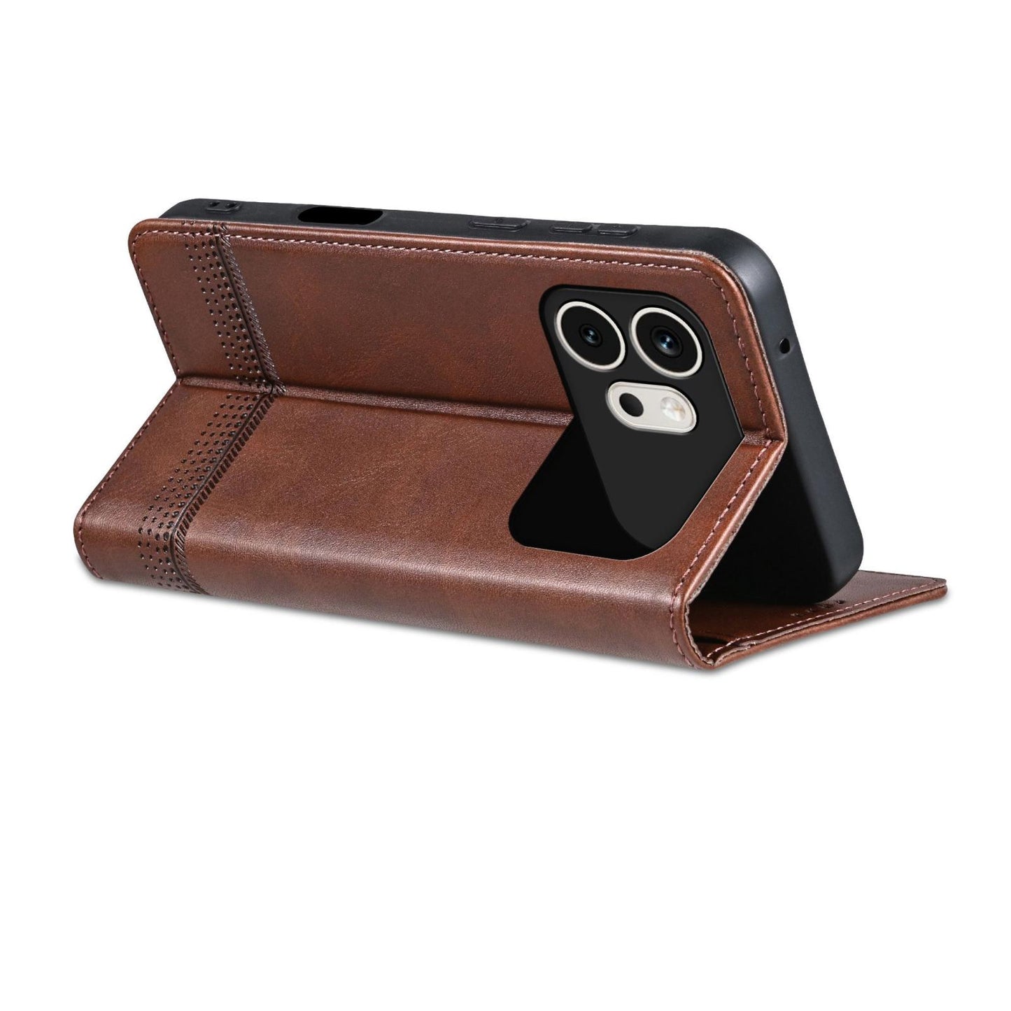 For Honor 600 Global AZNS Magnetic Calf Texture Flip Leather Phone Case(Dark Brown)