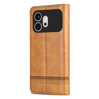 For Honor 600 Global AZNS Magnetic Calf Texture Flip Leather Phone Case(Light Brown)