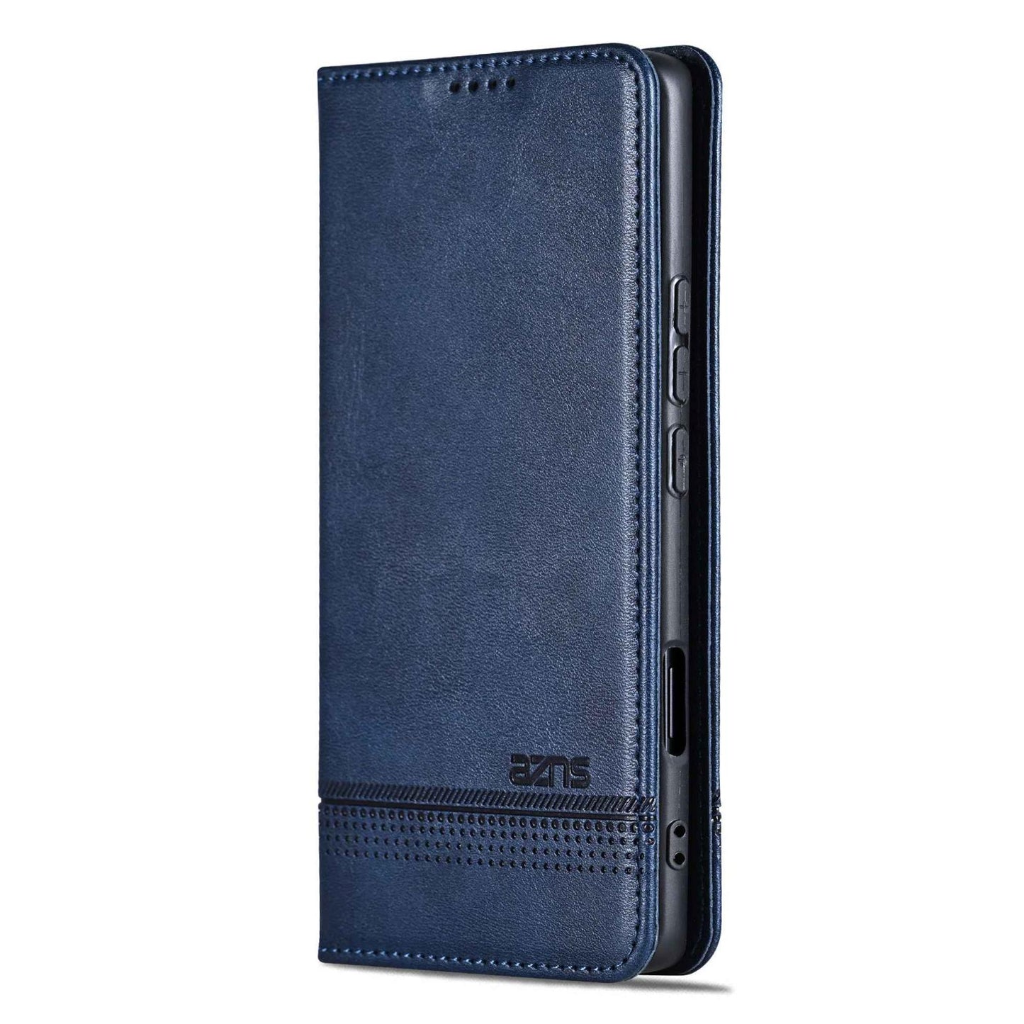 For Honor 600 Global AZNS Magnetic Calf Texture Flip Leather Phone Case(Dark Blue)