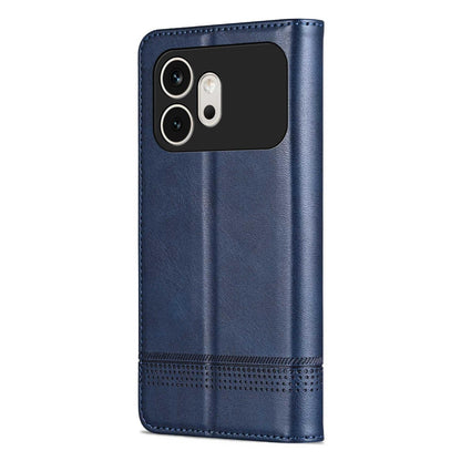 For Honor 600 Global AZNS Magnetic Calf Texture Flip Leather Phone Case(Dark Blue)