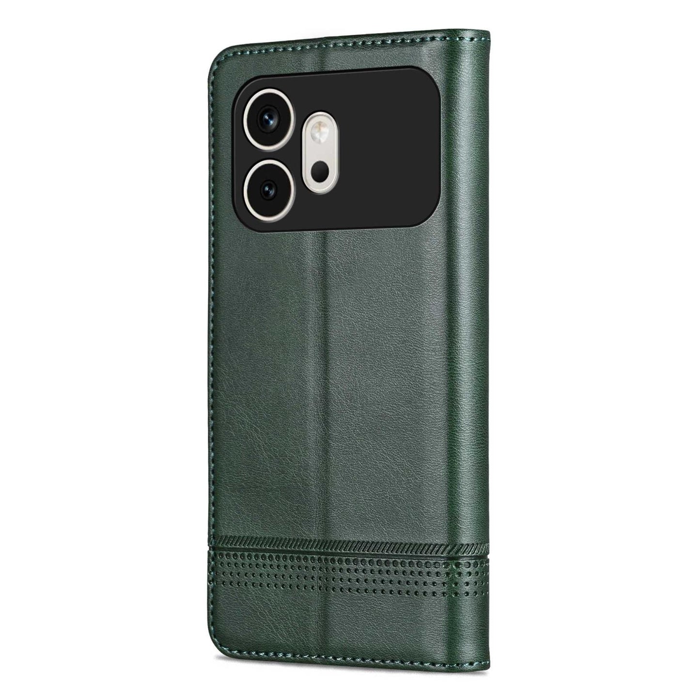 For Honor 600 Global AZNS Magnetic Calf Texture Flip Leather Phone Case(Dark Green)