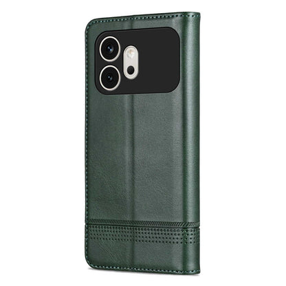 For Honor 600 Global AZNS Magnetic Calf Texture Flip Leather Phone Case(Dark Green)