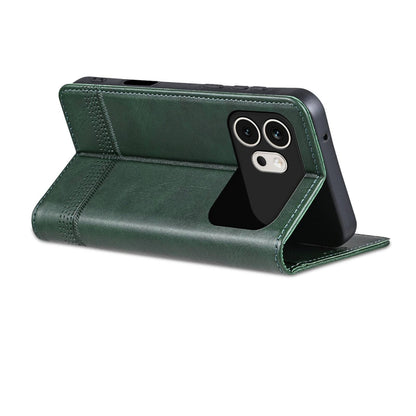 For Honor 600 Global AZNS Magnetic Calf Texture Flip Leather Phone Case(Dark Green)
