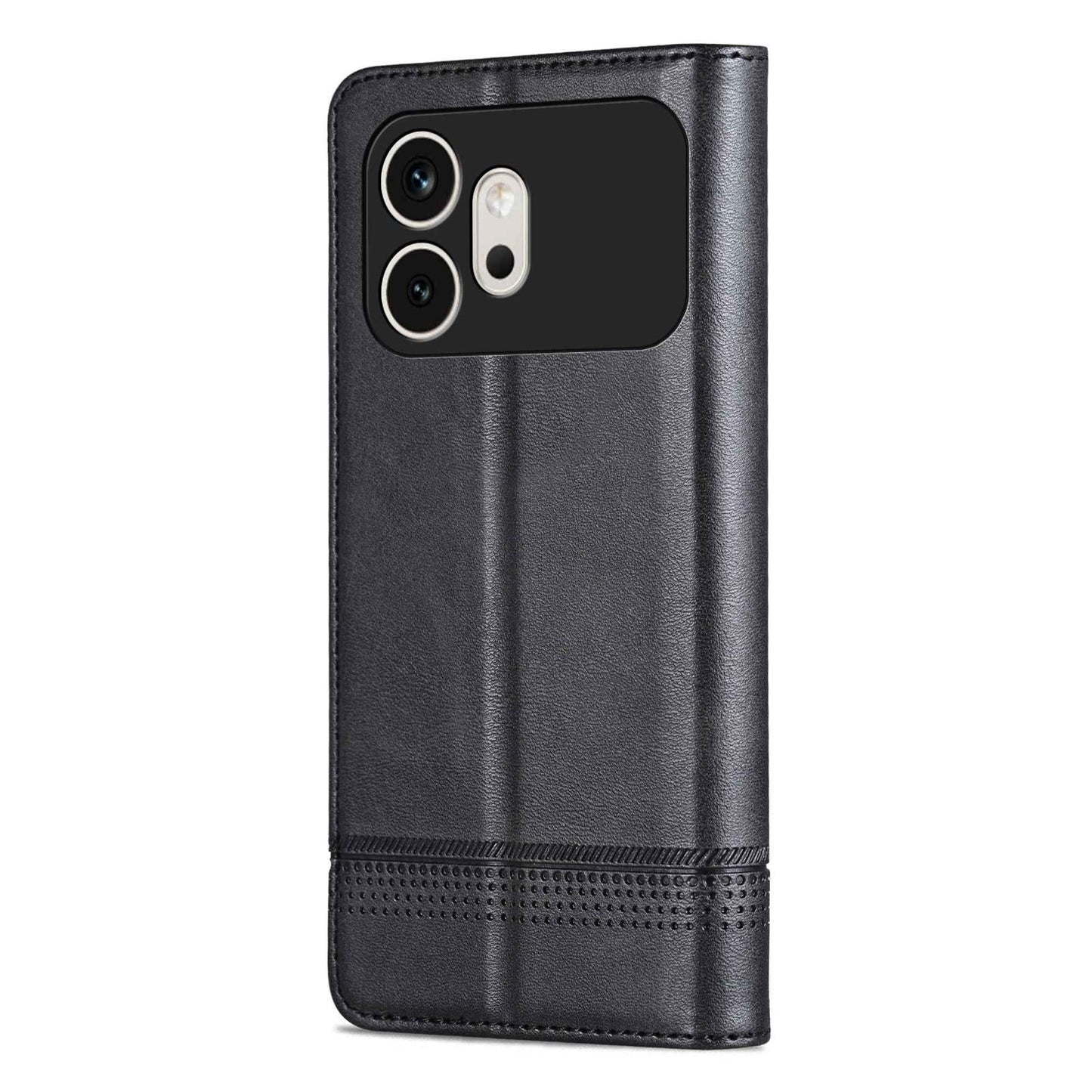 For Honor 600 Global AZNS Magnetic Calf Texture Flip Leather Phone Case(Black)