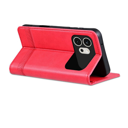 For Honor 600 Global AZNS Magnetic Calf Texture Flip Leather Phone Case(Red)