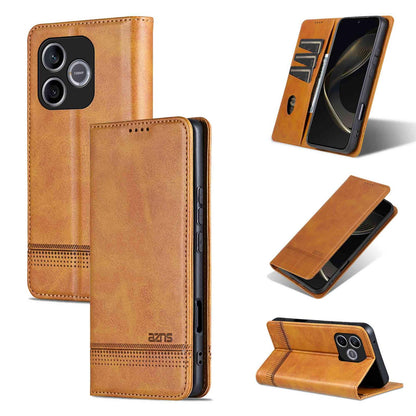 For Honor 600 Lite Global AZNS Magnetic Calf Texture Flip Leather Phone Case(Light Brown)