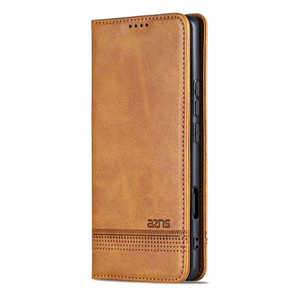For Honor 600 Lite Global AZNS Magnetic Calf Texture Flip Leather Phone Case(Light Brown)