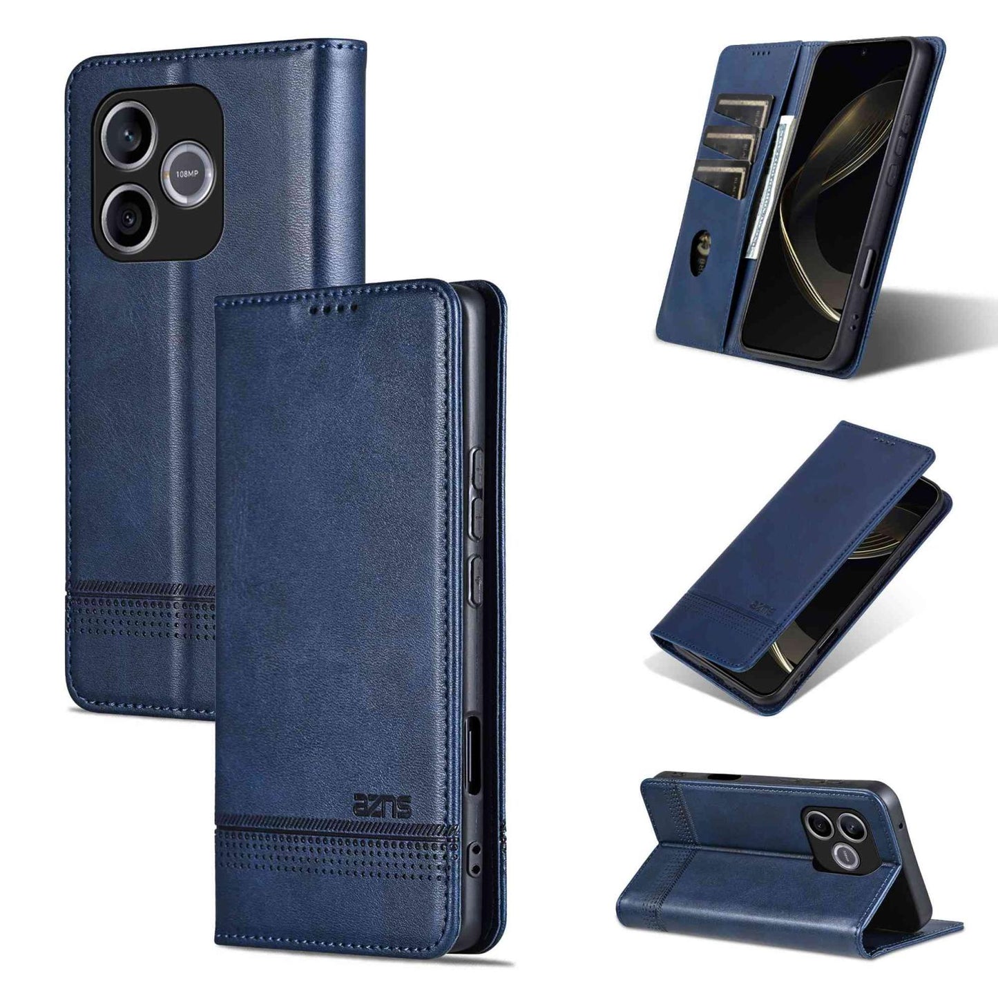 For Honor 600 Lite Global AZNS Magnetic Calf Texture Flip Leather Phone Case(Dark Blue)