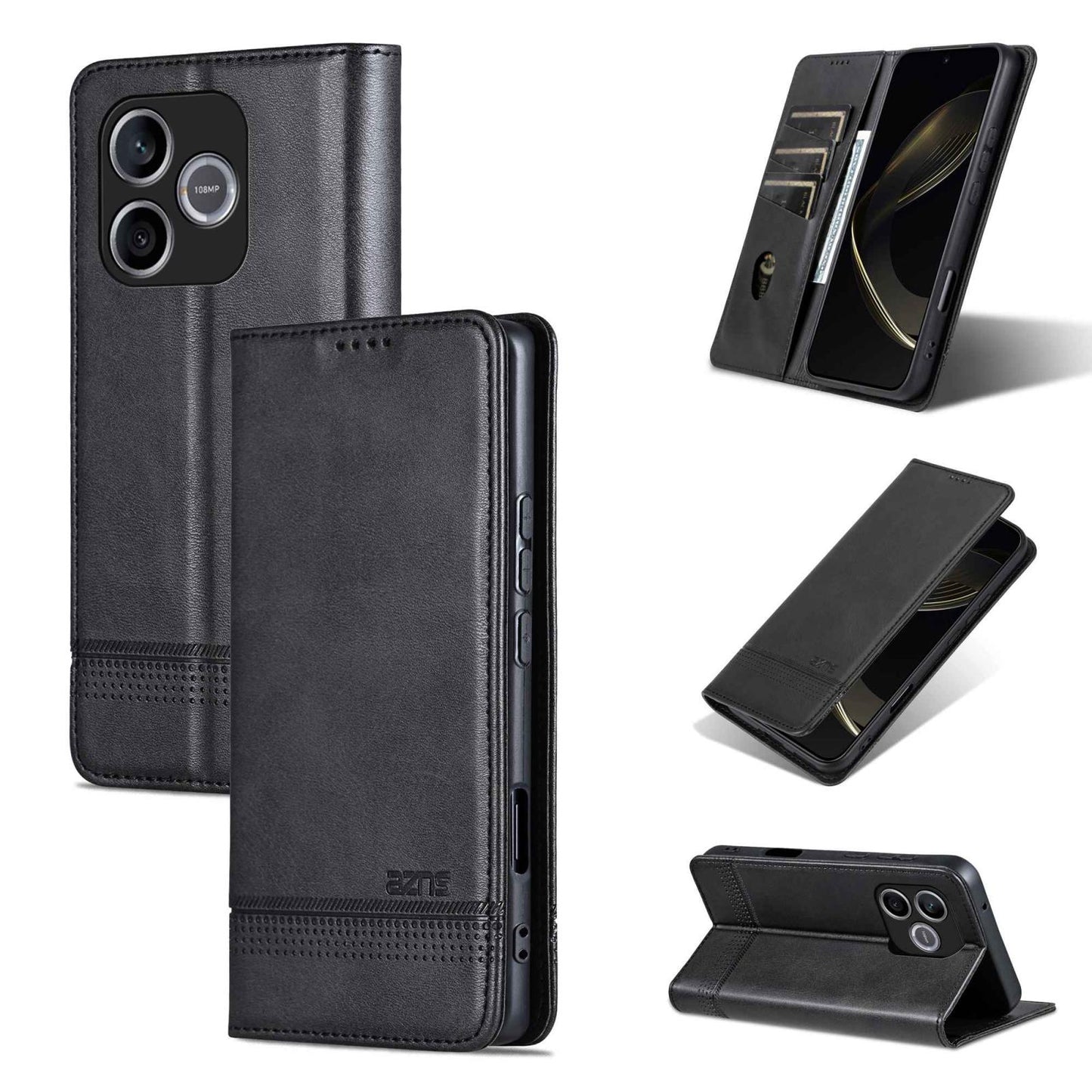 For Honor 600 Lite Global AZNS Magnetic Calf Texture Flip Leather Phone Case(Black)