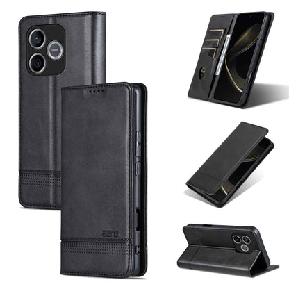 For Honor 600 Lite Global AZNS Magnetic Calf Texture Flip Leather Phone Case(Black)