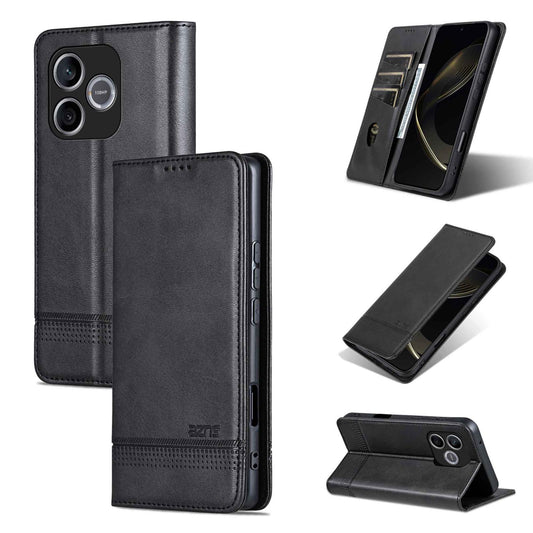 For Honor 600 Lite Global AZNS Magnetic Calf Texture Flip Leather Phone Case(Black)