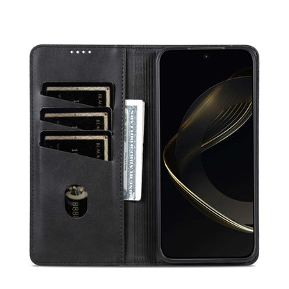 For Honor 600 Lite Global AZNS Magnetic Calf Texture Flip Leather Phone Case(Black)