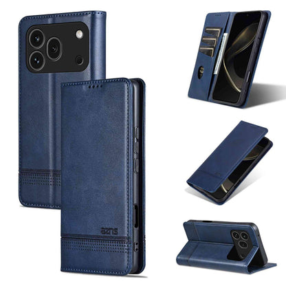 For Honor 600 Pro Global AZNS Magnetic Calf Texture Flip Leather Phone Case(Dark Blue)
