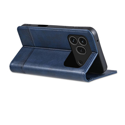 For Honor 600 Pro Global AZNS Magnetic Calf Texture Flip Leather Phone Case(Dark Blue)