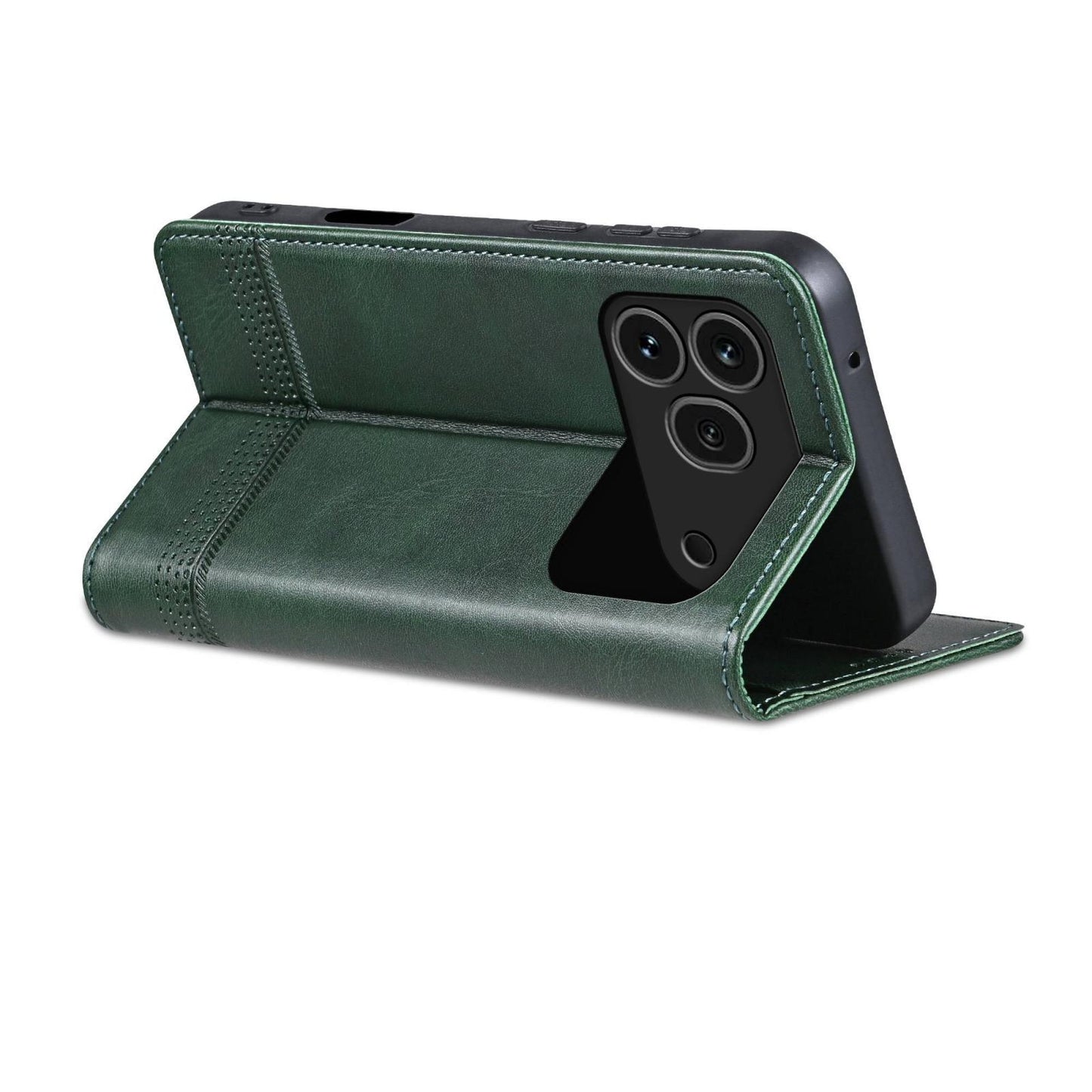 For Honor 600 Pro Global AZNS Magnetic Calf Texture Flip Leather Phone Case(Dark Green)
