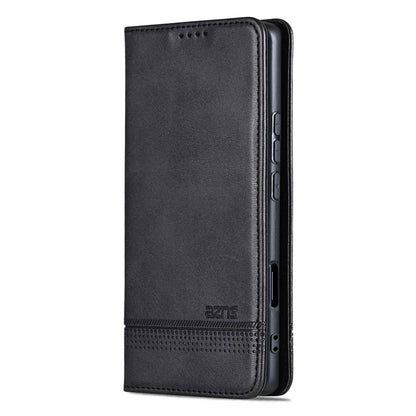 For Honor 600 Pro Global AZNS Magnetic Calf Texture Flip Leather Phone Case(Black)