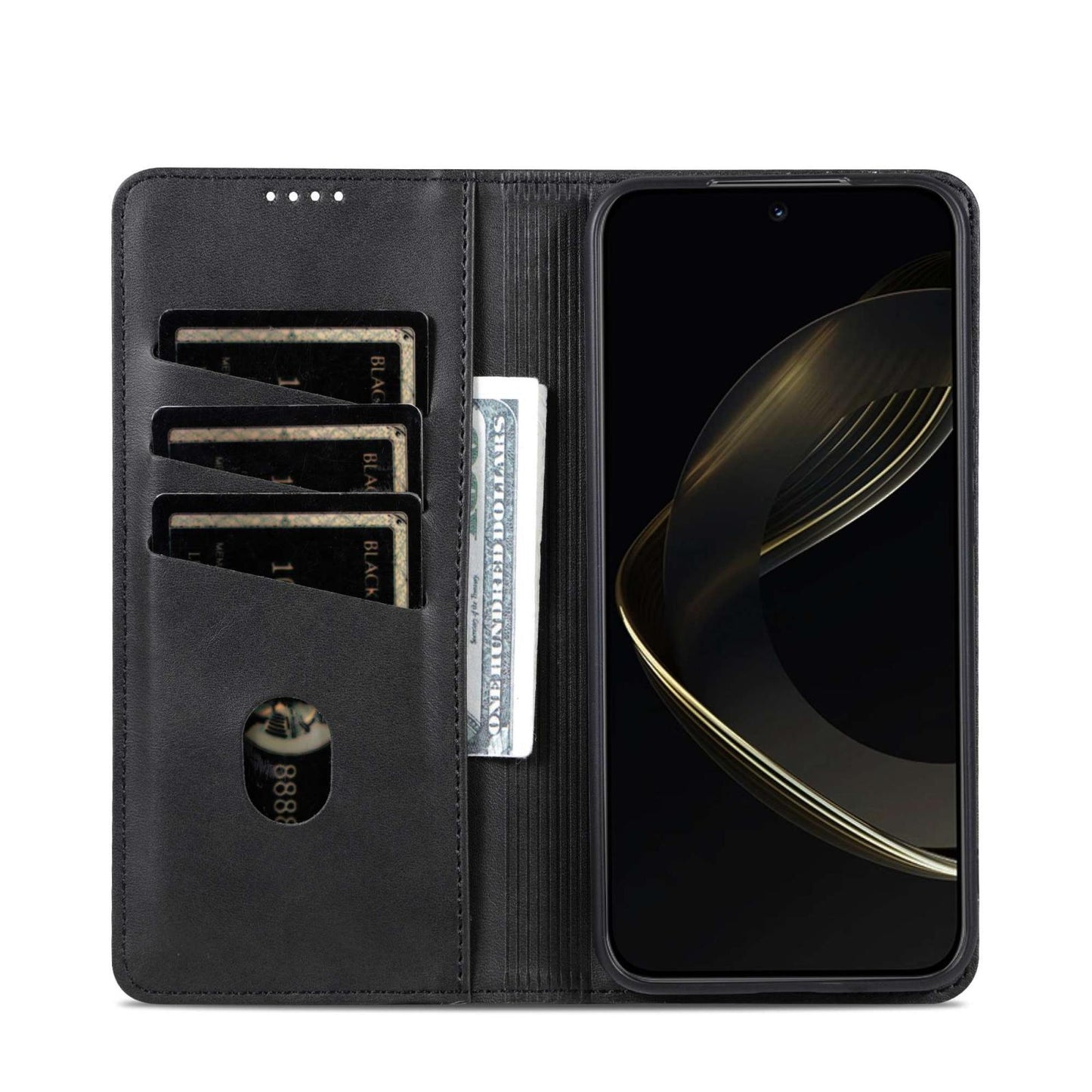 For Honor 600 Pro Global AZNS Magnetic Calf Texture Flip Leather Phone Case(Black)