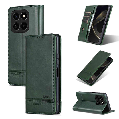 For Honor Play 10T 5G/400 Smart 5G AZNS Magnetic Calf Texture Flip Leather Phone Case(Dark Green)