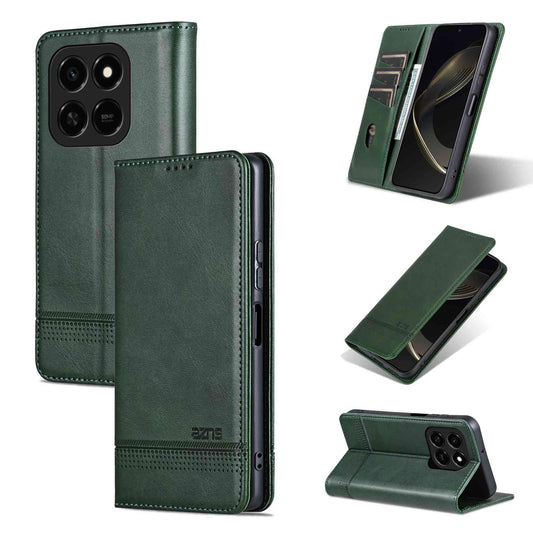 For Honor Play 10T 5G/400 Smart 5G AZNS Magnetic Calf Texture Flip Leather Phone Case(Dark Green)