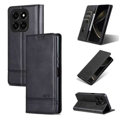 For Honor Play 10T 5G/400 Smart 5G AZNS Magnetic Calf Texture Flip Leather Phone Case(Black)