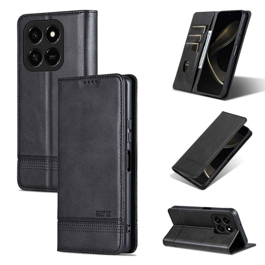 For Honor Play 10T 5G/400 Smart 5G AZNS Magnetic Calf Texture Flip Leather Phone Case(Black)