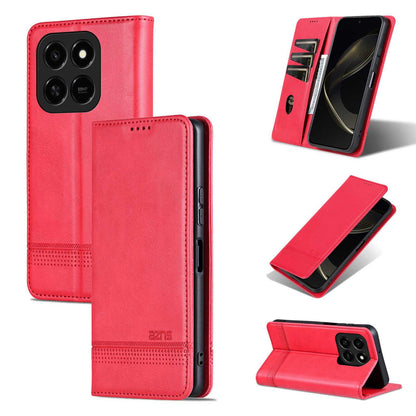 For Honor Play 10T 5G/400 Smart 5G AZNS Magnetic Calf Texture Flip Leather Phone Case(Red)