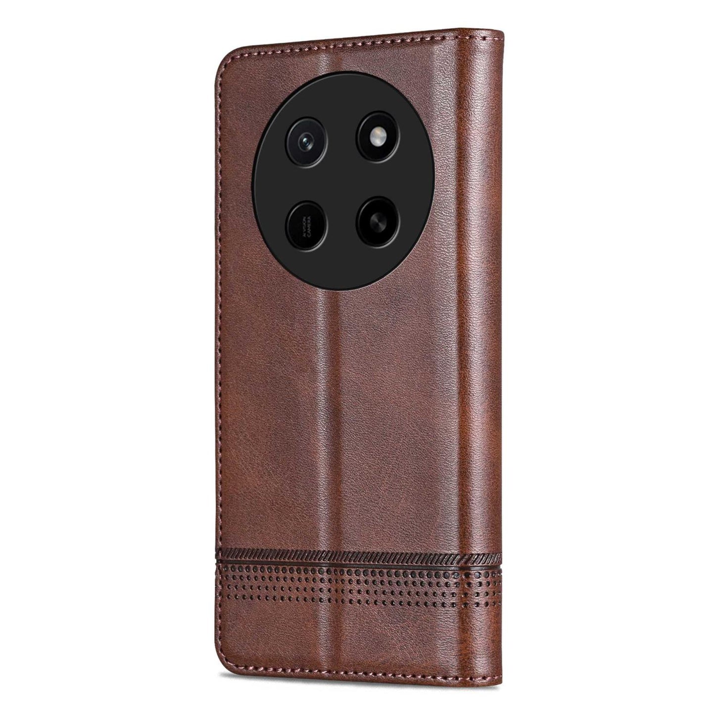 For Honor X80 Pro Max 5G AZNS Magnetic Calf Texture Flip Leather Phone Case(Dark Brown)