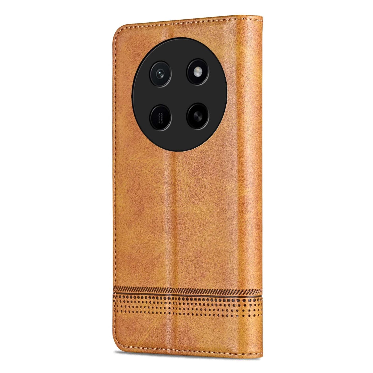 For Honor X80 Pro Max 5G AZNS Magnetic Calf Texture Flip Leather Phone Case(Light Brown)