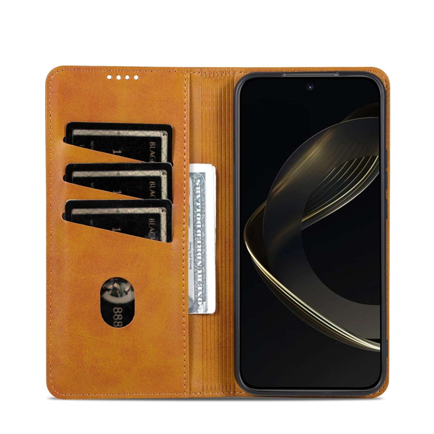 For Honor X80 Pro Max 5G AZNS Magnetic Calf Texture Flip Leather Phone Case(Light Brown)