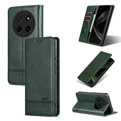 For Honor X80 Pro Max 5G AZNS Magnetic Calf Texture Flip Leather Phone Case(Dark Green)